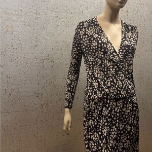 Veronica M Black,Tan,Cream Animal Print Dress